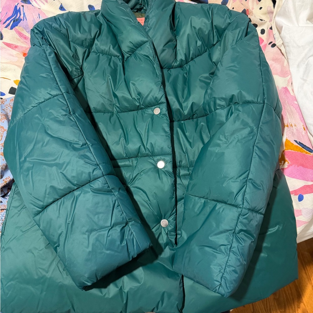 J. Crew Deep Green Puffer Jacket
